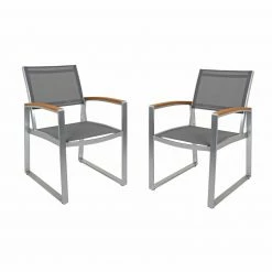 Blitzangebot 🧨 2er-Set Stuhl mit Armlehnen AVA - grau - Aluminium ⭐