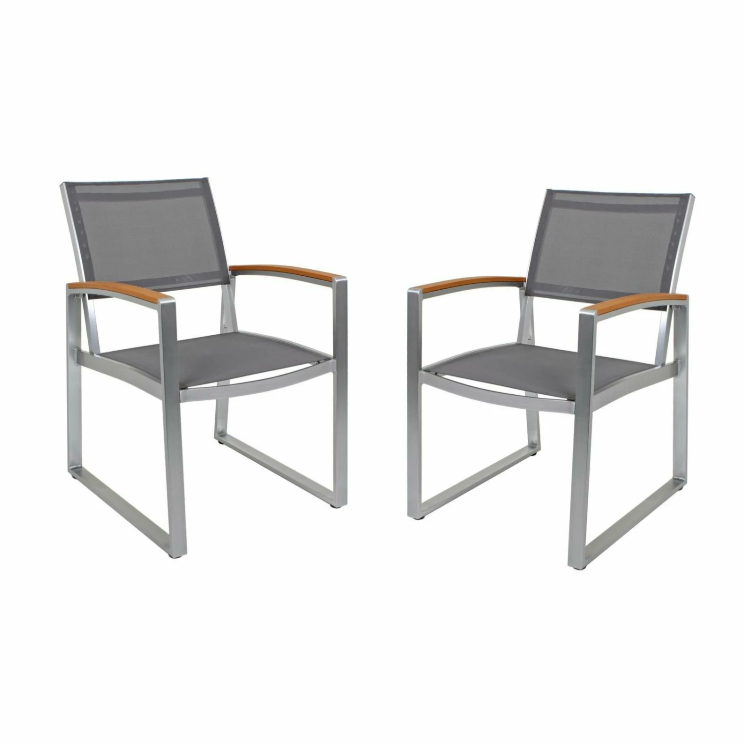 Blitzangebot 🧨 2er-Set Stuhl mit Armlehnen AVA - grau - Aluminium ⭐ 3 Blitzangebot 🧨 2er-Set Stuhl mit Armlehnen AVA - grau - Aluminium ⭐