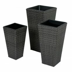 Auslauf 🎉 3er-Set Pflanzkübel - grau - Kunststoffeinsatz 👍 -Angebote Garten Store 9002829300 04 1600Wx1600H