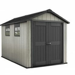 Budget 🥰 Gerätehaus OAKLAND 7511 - grau-anthrazit - Kunststoff - 210x342 cm 👏