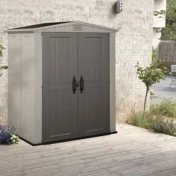 Budget ⌛ Gerätehaus FACTOR 6x3 - taupe-beige - Kunststoff - 173,5x113,5 cm 👍 -Angebote Garten Store 9002886300 03 1600Wx1600H