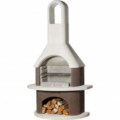 Schlussverkauf 💯 Grillkamin MILANO - weiß-braun - 203 cm hoch 🌟