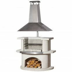 Rabatt ✔️ Grillkamin VENEDIG - weiß - Simsblech Edelstahl - 210 cm hoch 🧨