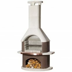 Aktion 🤩 Grillkamin SAN REMO - weiß-braun - 206 cm hoch ⭐