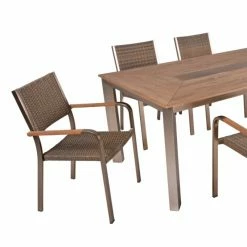 Bestpreis ⌛ 9-teiliges Gartenmöbel-Set FLORENCE - champagner - Teakoptik 🌟