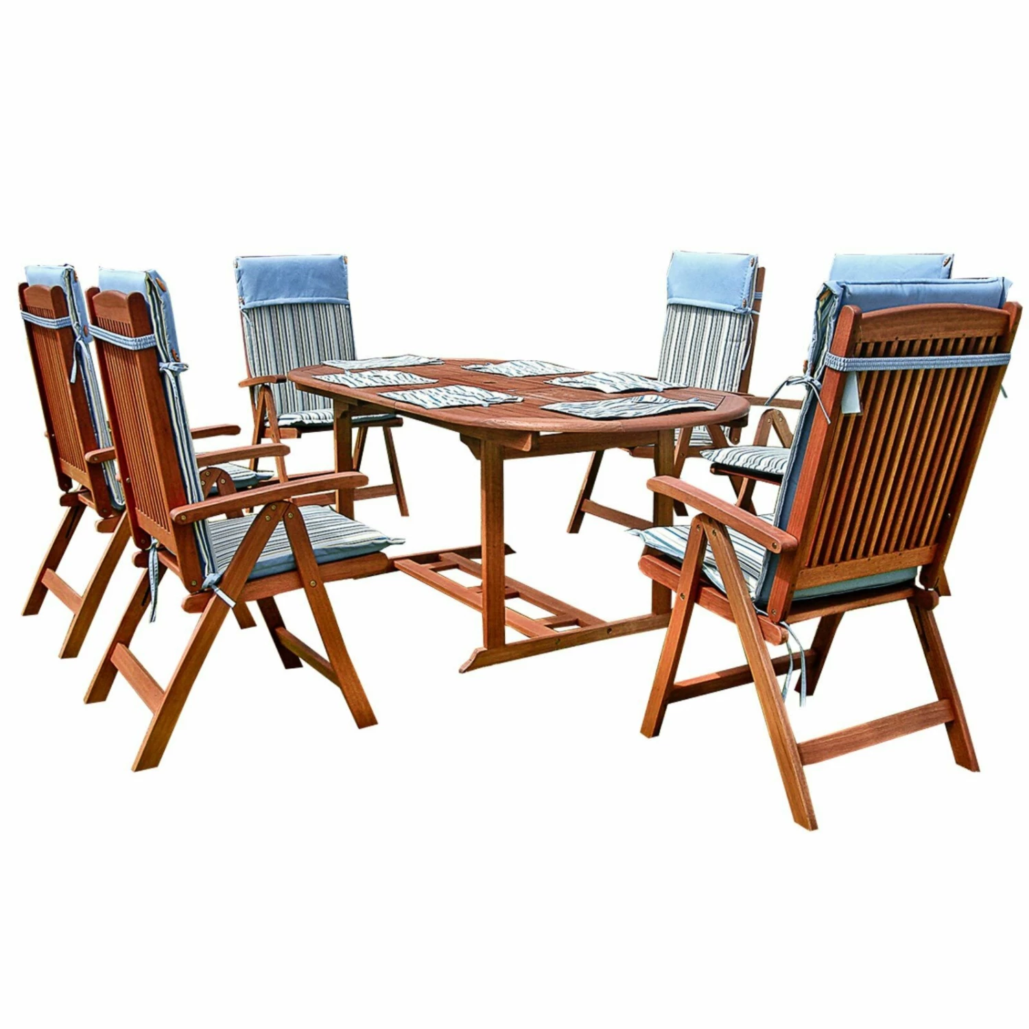 Bestes Angebot 🛒 7-teilige Tischgruppe STOCKHOLM - Eukalyptus Massivholz - mit Auflagen 🎉 3 Bestes Angebot 🛒 7-teilige Tischgruppe STOCKHOLM - Eukalyptus Massivholz - mit Auflagen 🎉