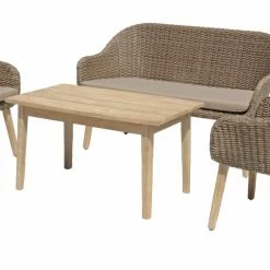 Bester Verkauf 😀 4-teilige Lounge-Gruppe PUEBLO - anisbraun - Akazie massiv 🎉