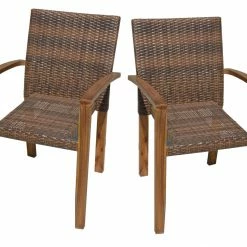 Blitzangebot ⌛ 2er-Set Stapelstuhl TOPEKA - coffee - Akazie massiv - stapelbar ⭐