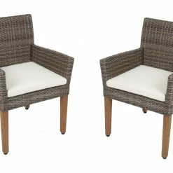 Coupon 🔥 2er-Set Armstuhl PALA - braun - Akazie Massivholz 🥰