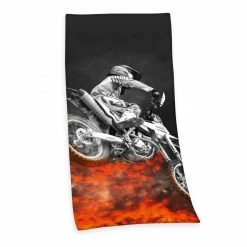 Budget ⭐ Badetuch MOTORCROSS - schwarz-orange - 75x150 cm ⌛