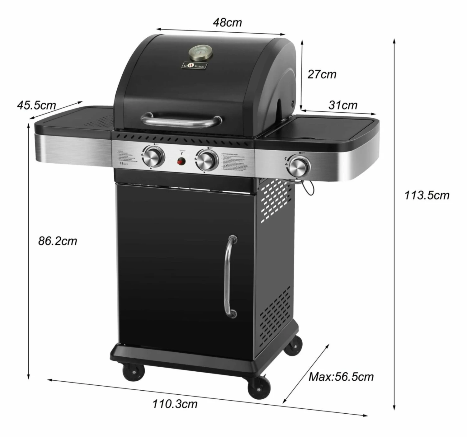 Neu 🔥 Gasgrill BROCKTIN - schwarz - mit 2 Brenner + 1 Seitenbrenner 🥰 4 Neu 🔥 Gasgrill BROCKTIN - schwarz - mit 2 Brenner + 1 Seitenbrenner 🥰 – Bild 2
