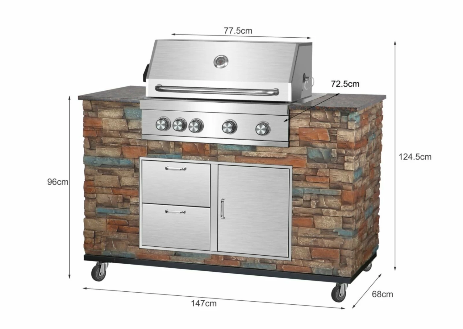 Aktion ❤️ Gasgrill Grillküche BUILT IN - silber-Maueroptik - mit 4+1 Brenner 🔔 4 Aktion ❤️ Gasgrill Grillküche BUILT IN - silber-Maueroptik - mit 4+1 Brenner 🔔 – Bild 2