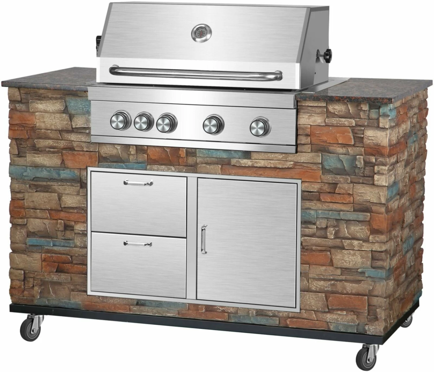 Aktion ❤️ Gasgrill Grillküche BUILT IN - silber-Maueroptik - mit 4+1 Brenner 🔔 3 Aktion ❤️ Gasgrill Grillküche BUILT IN - silber-Maueroptik - mit 4+1 Brenner 🔔