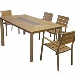 Neu ⌛ 5-teilige Tischgruppe FLORENCE - champagner - 192x100 cm 😀