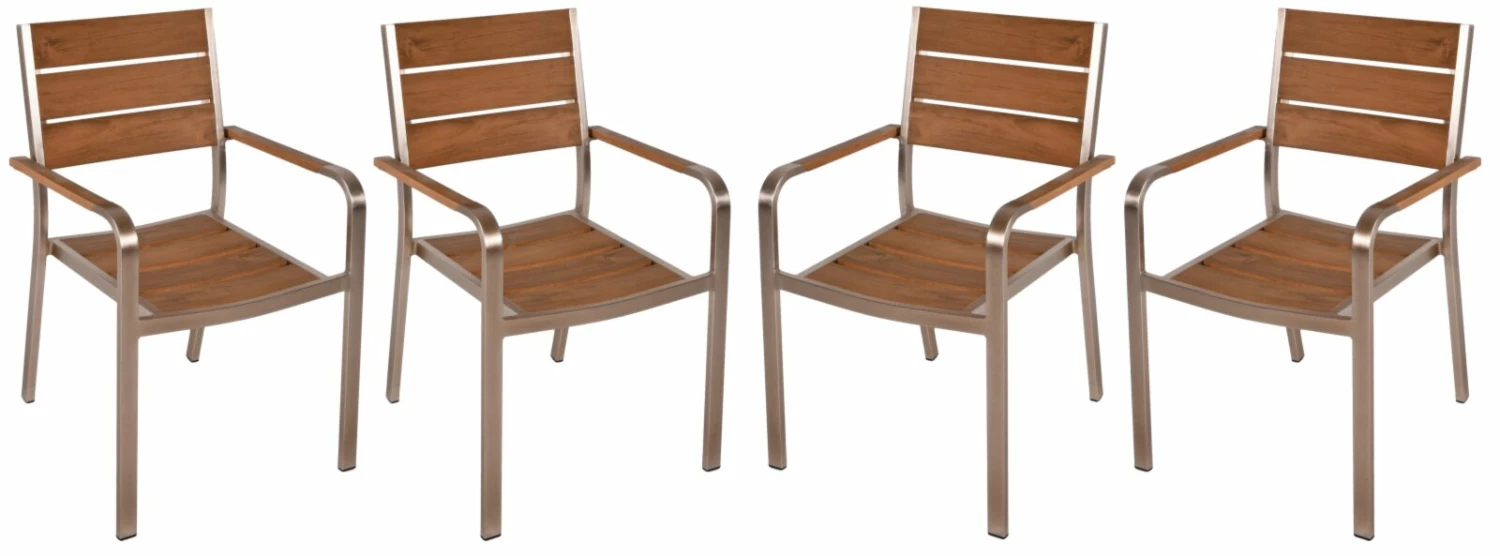 Schlussverkauf 💯 4er-Set Stapelstuhl FLORENCE - champagner - Aluminium ❤️ 3 Schlussverkauf 💯 4er-Set Stapelstuhl FLORENCE - champagner - Aluminium ❤️