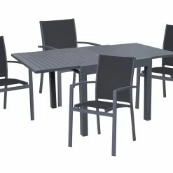 Am billigsten 😉 5-teilige Tischgruppe ELENA 01 - anthrazit - Aluminium 🧨