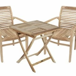 Am billigsten ⭐ 3-teilige Tischgruppe JAVA 08 - natur - Teak Massivholz - stapelbar ✔️