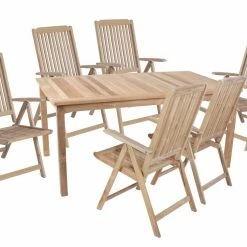 Auslauf 🥰 7-teilige Tischgruppe SOLO 08 - natur - Teak Massivholz 😀