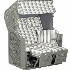 Angebote ⌛ Strandkorb RUSTIKAL 285 Z Sund Edition - grau-weiß-beige - vintage-anthrazit 💯