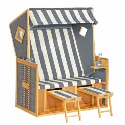 Angebote 🥰 Strandkorb Rustikal 105 Z XL - anthrazit-weiß - vintage-braun 🎁