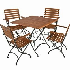 Am billigsten 👍 5-teilige Sitzgruppe WIEN - Eukalyptus - klappbar 😀