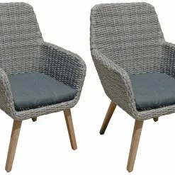 Bestpreis ⌛ 2er-Set Sessel RAPALLO - grau - Akazie massiv 👍