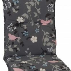 Blitzangebot ⭐ Niedriglehnerauflage - grau - Blümchen - 101x50 cm 🎁