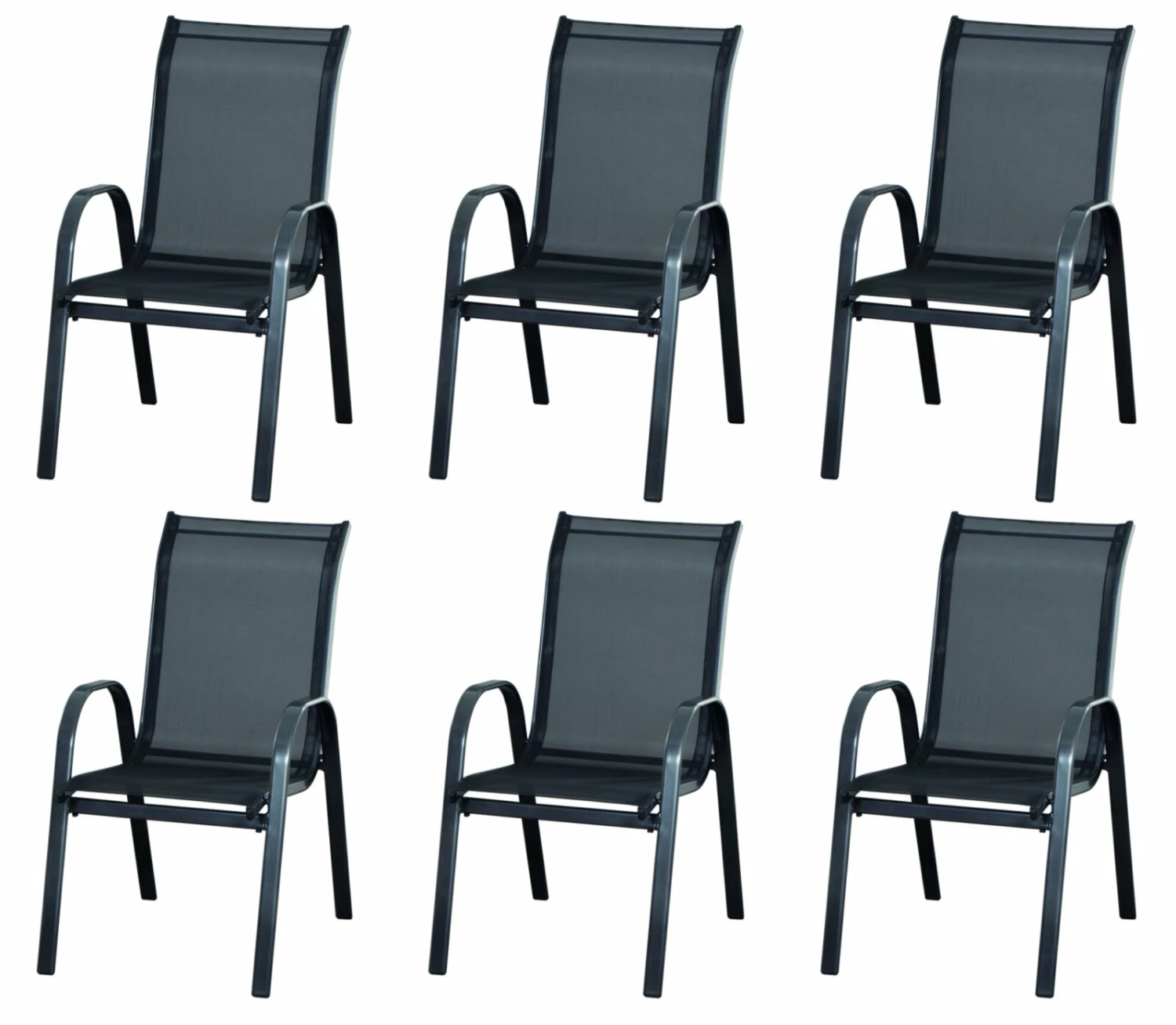 Auslauf 🧨 6er-Set Stapelsessel SATURN - anthrazit - Aluminium 🎉 3 Auslauf 🧨 6er-Set Stapelsessel SATURN - anthrazit - Aluminium 🎉