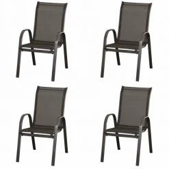 Brandneu ⭐ 4er-Set Gartenstühle SATURN - anthrazit - stapelbar ⌛
