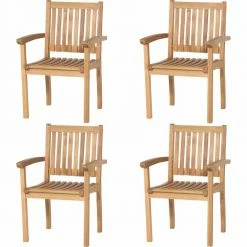 Bestes Angebot 😍 4-teiliges Set Landhaussessel Paleros - natur - Akazie massiv 😉