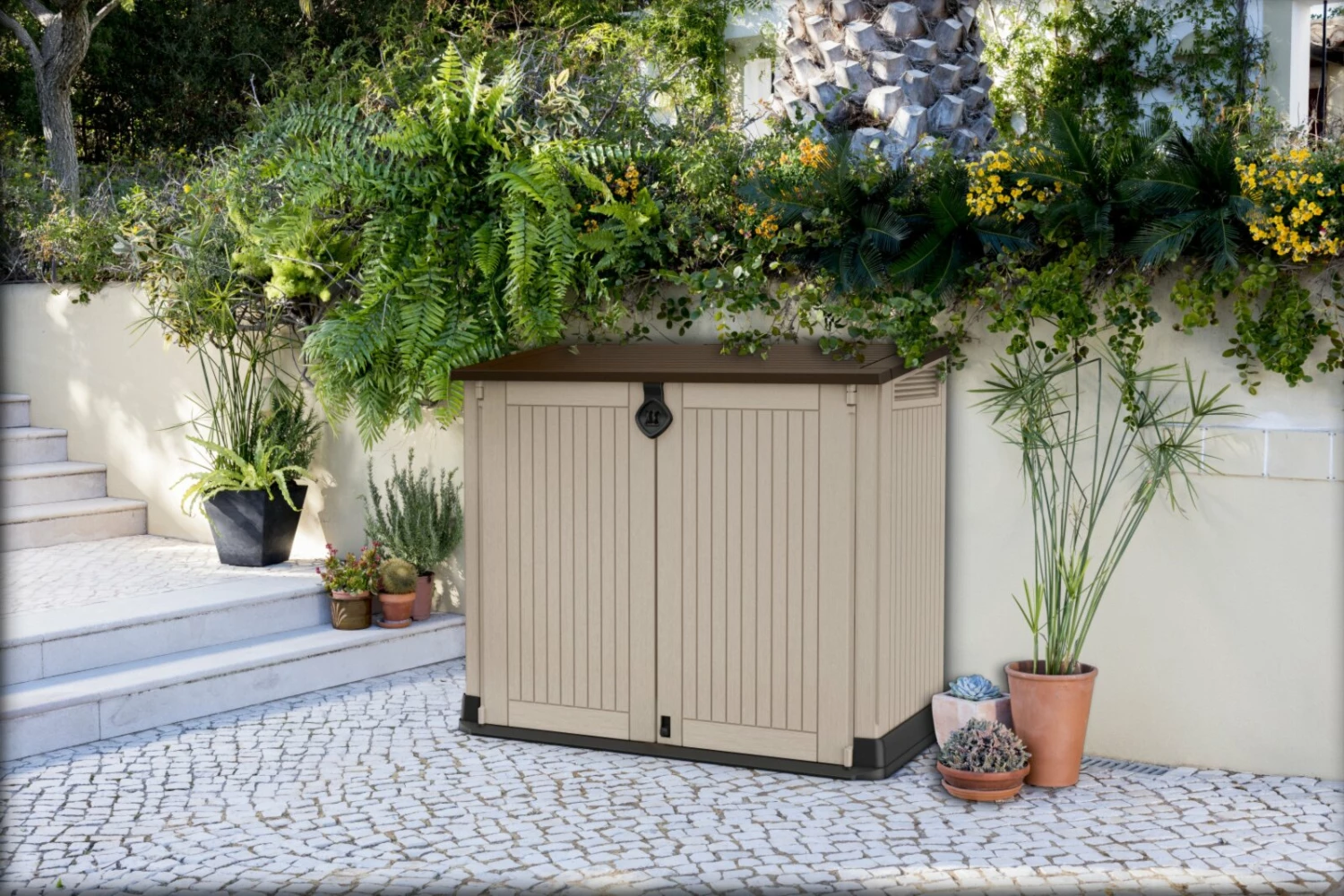 Bester Verkauf ✨ Universalbox für den Garten - braun-beige - 2x120 Liter ⌛ 5 Bester Verkauf ✨ Universalbox für den Garten - braun-beige - 2x120 Liter ⌛ – Bild 3