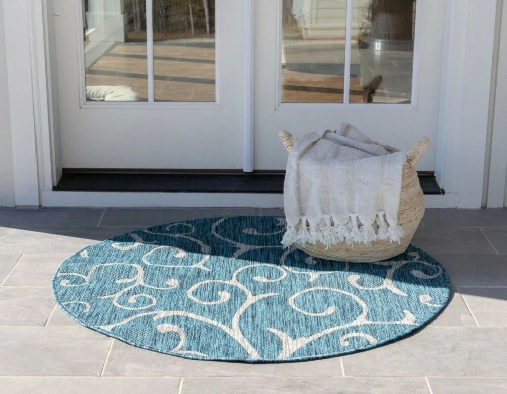 Rabatt 🤩 In-/Outdoorteppich OUTDOOR BEAUTIES - blaugrün - Ø 122 cm 🛒 5 Rabatt 🤩 In-/Outdoorteppich OUTDOOR BEAUTIES - blaugrün - Ø 122 cm 🛒 – Bild 3