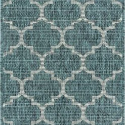 Besorgen 🛒 In-/Outdoorteppich CROSSES 1 - blaugrün - 91x61 cm 🎁