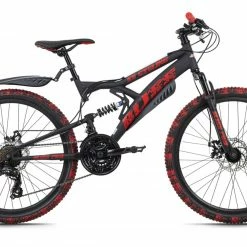 Bester Verkauf 😍 KS Cycling Jugend-Mountainbike FULLY BLISS PRO 24'' - schwarz-rot 🎁