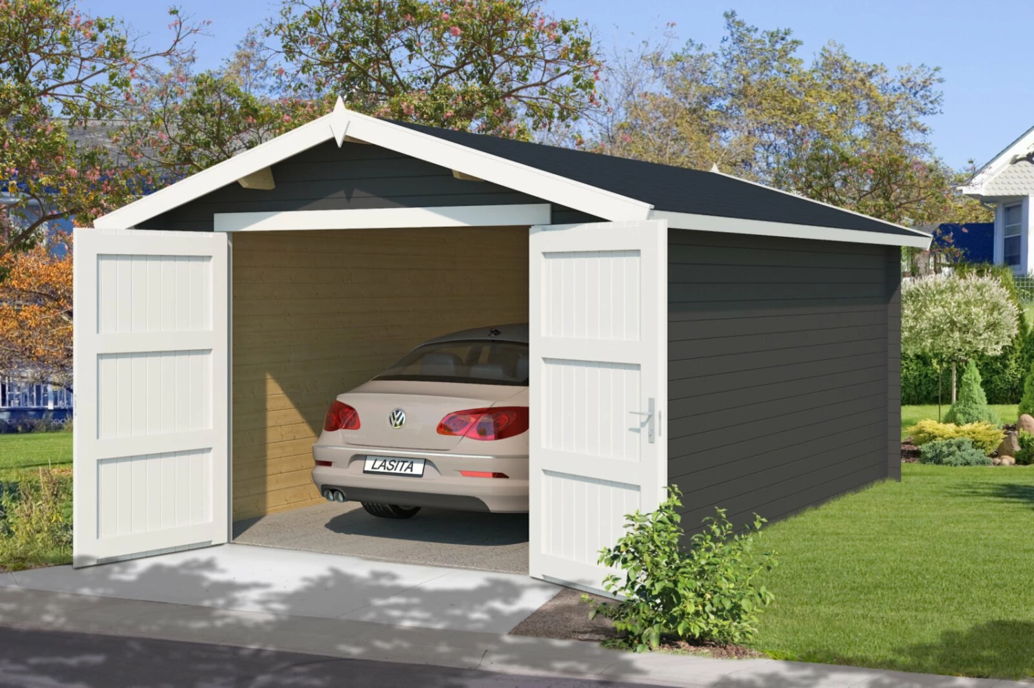 Bestpreis 🔥 Gartenhaus MAURITIUS 28 - carbongrau - Fichte massiv - 330x510 cm 🎁 3 Bestpreis 🔥 Gartenhaus MAURITIUS 28 - carbongrau - Fichte massiv - 330x510 cm 🎁