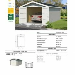 Besorgen 🛒 Gartenhaus MAURITIUS 28 - lichtgrau - Fichte massiv - 330x510 cm 😀 -Angebote Garten Store 9005051500 03 1600Wx1600H