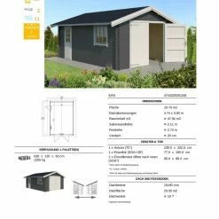 Top 10 🎁 Blockbohlengarage YARIK - carbongrau - 380x540 cm 🧨 -Angebote Garten Store 9005051700 03 1600Wx1600H