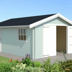 Schlussverkauf 🎉 Blockbohlengarage YARIK - gletschergrün - 380x540 cm ⌛