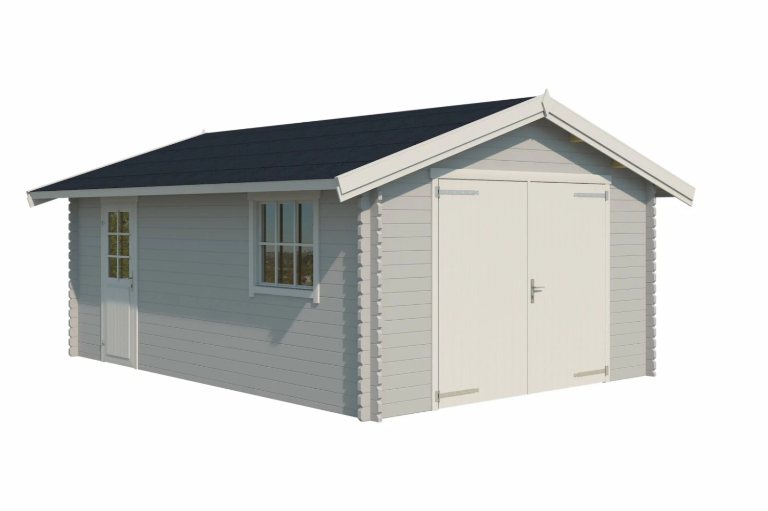 Großhandel 🤩 Blockbohlengarage YARIK - lichtgrau - 380x540 cm 🥰 4 Großhandel 🤩 Blockbohlengarage YARIK - lichtgrau - 380x540 cm 🥰 – Bild 2