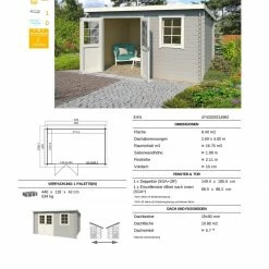 Billig ⌛ Gartenhaus AMIRA - lichtgrau - Fichte massiv - 380x230 cm ⭐ 8 Billig ⌛ Gartenhaus AMIRA - lichtgrau - Fichte massiv - 380x230 cm ⭐ -Angebote Garten Store 9005052300 03 1600Wx1600H