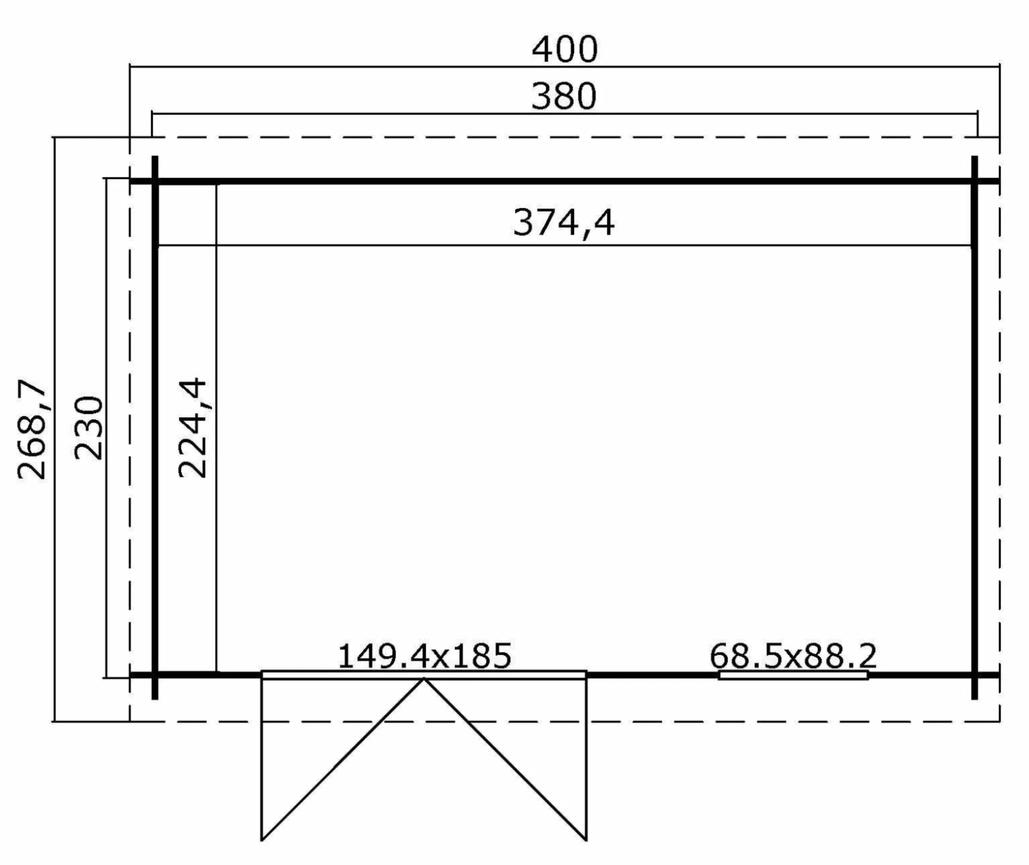 Billig ⌛ Gartenhaus AMIRA - lichtgrau - Fichte massiv - 380x230 cm ⭐ 6 Billig ⌛ Gartenhaus AMIRA - lichtgrau - Fichte massiv - 380x230 cm ⭐ – Bild 4