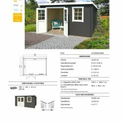 Bester Verkauf ❤️ Gartenhaus AMIRA - carbongrau - Fichte massiv - 380x275 cm ✨ -Angebote Garten Store 9005052500 03 1600Wx1600H