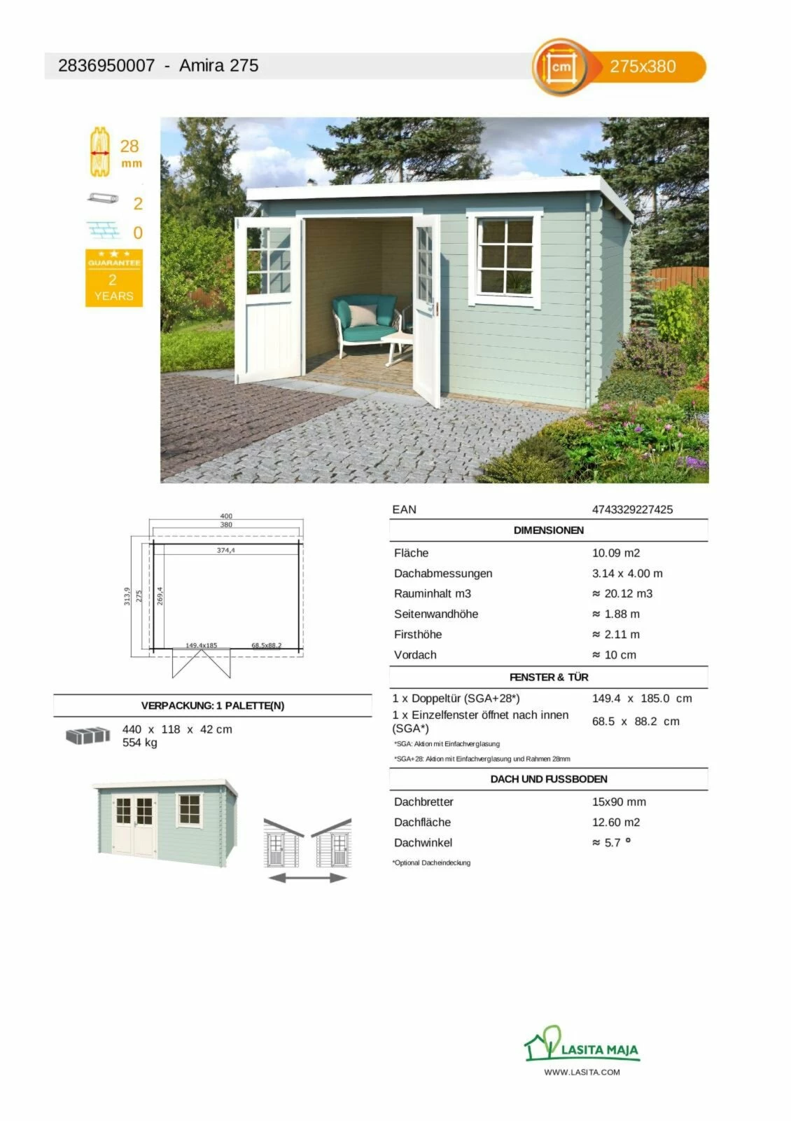 Beste Bewertungen von 🌟 Gartenhaus AMIRA - gletschergrün - Fichte massiv - 380x275 cm 🤩 5 Beste Bewertungen von 🌟 Gartenhaus AMIRA - gletschergrün - Fichte massiv - 380x275 cm 🤩 – Bild 3