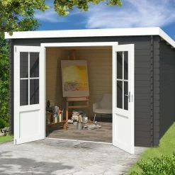 Top 10 ❤️ Gartenhaus ATLANTA - carbongrau - Fichte massiv - 230x292 cm 👍