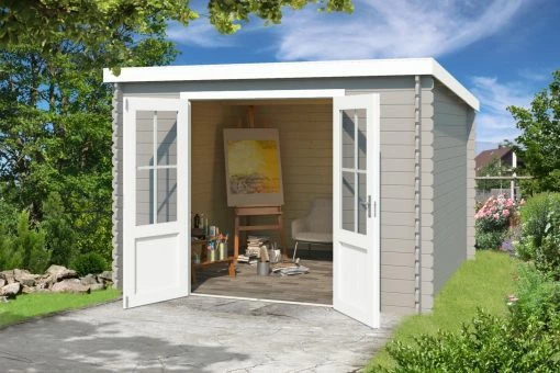 Beste Bewertungen von 🤩 Gartenhaus ATLANTA - lichtgrau - Fichte massiv - 230x292 cm 💯 -Angebote Garten Store 9005053100 1600Wx1600H