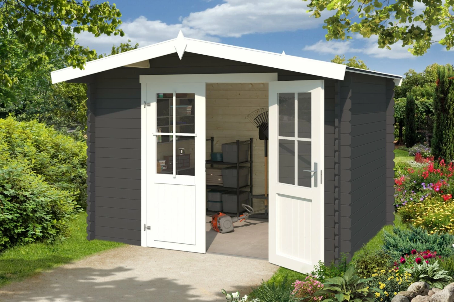 Bestpreis ❤️ Gartenhaus BALTIMORE - carbongrau - Fichte massiv - 292x230 cm 😍 3 Bestpreis ❤️ Gartenhaus BALTIMORE - carbongrau - Fichte massiv - 292x230 cm 😍