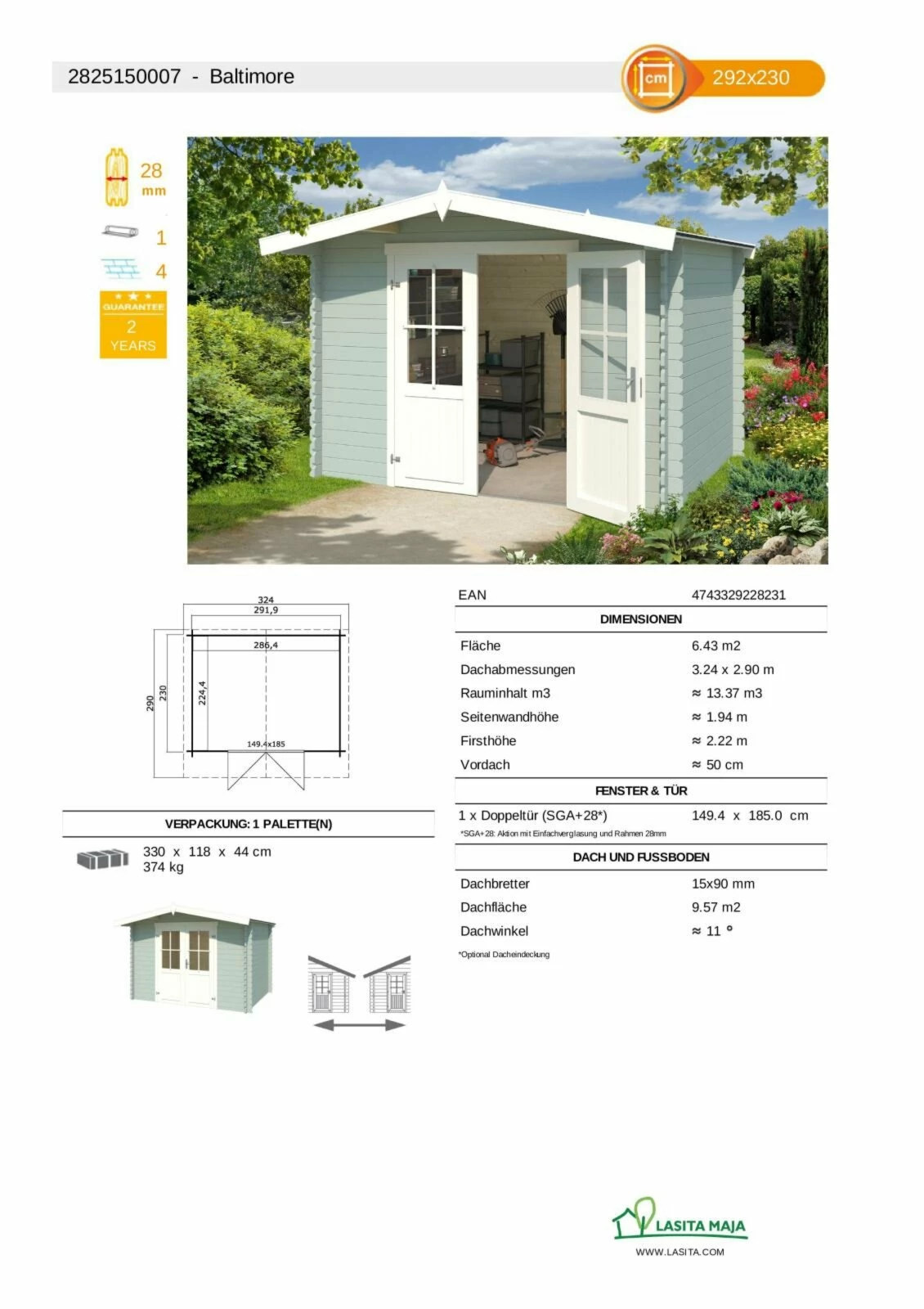 Beste Bewertungen von 👏 Gartenhaus BALTIMORE - gletschergrün - Fichte massiv - 292x230 cm ❤️ 5 Beste Bewertungen von 👏 Gartenhaus BALTIMORE - gletschergrün - Fichte massiv - 292x230 cm ❤️ – Bild 3