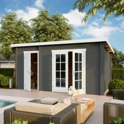 Beste Bewertungen von 🌟 Gartenhaus BELMONT 2 - carbongrau - Fichte massiv - 425x280 cm 🎁