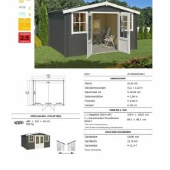 Budget ❤️ Gartenhaus DALLAS - carbongrau - Fichte massiv - 376x292 cm 👏 -Angebote Garten Store 9005054900 03 1600Wx1600H