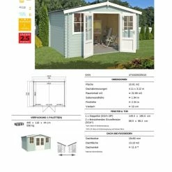 Großhandel 😍 Gartenhaus DALLAS - gletschergrün - Fichte massiv - 376x292 cm 🧨 -Angebote Garten Store 9005055000 03 1600Wx1600H